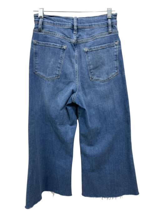 Frame Size 28 Light Med Wash Cotton Blend Denim Wide Leg Frayed Hem Crop Jeans Light Med Wash / 28