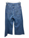 Frame Size 28 Light Med Wash Cotton Blend Denim Wide Leg Frayed Hem Crop Jeans Light Med Wash / 28