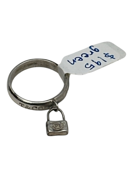 Tiffany & Co Silver 925 Sterling Silver Engraved Padlock Charm Ring Silver