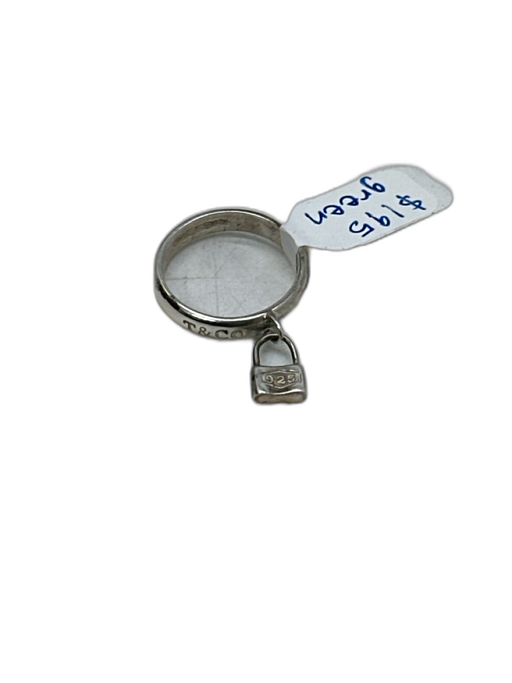Tiffany & Co Silver 925 Sterling Silver Engraved Padlock Charm Ring Silver