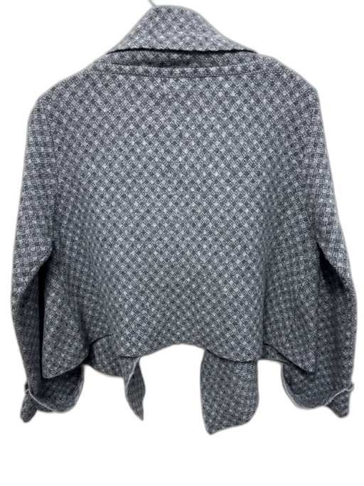 Chiara Mente Size M Gray Wool Blend check Button Front Shawl Collar Cardigan Gray / M