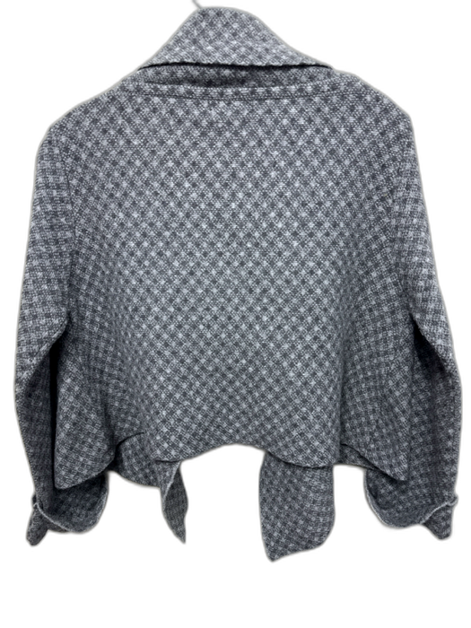Chiara Mente Size M Gray Wool Blend check Button Front Shawl Collar Cardigan Gray / M