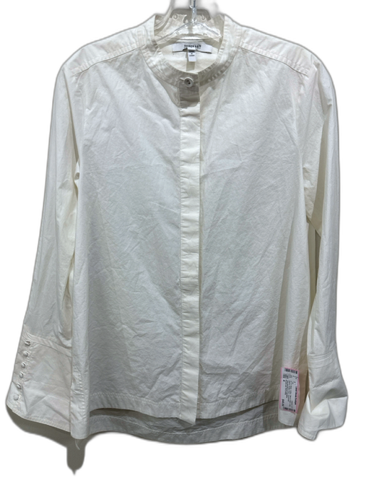 Derek Lam 10 Crosby Size 4 White Cotton Stand Collar Long Sleeve Button Down Top White / 4