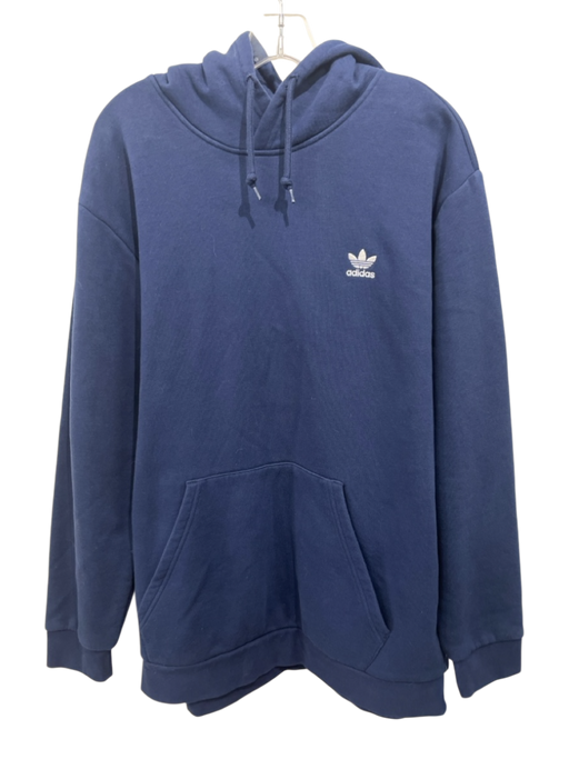 Adidas Size XL Blue Cotton Blend Solid Hoodie Men's Jacket Blue / XL