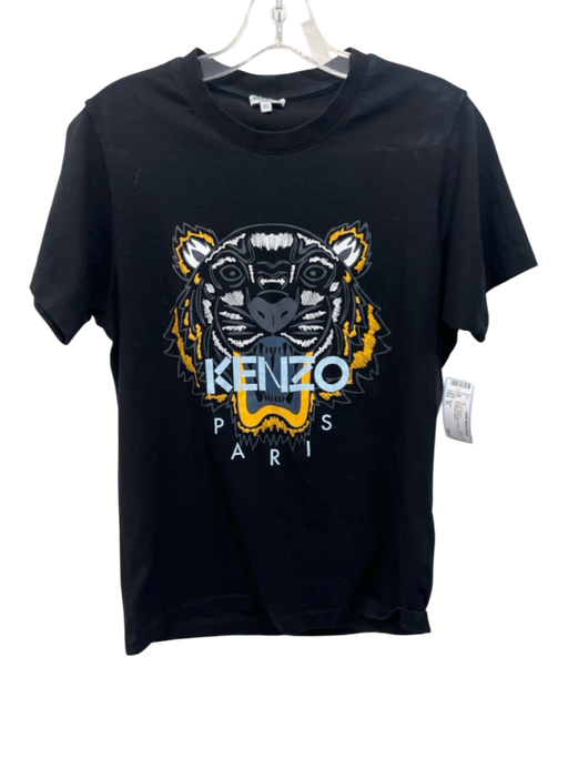 Kenzo Size XL Black Cotton Blend Tiger T shirt Crew Men's Short Sleeve Black / XL