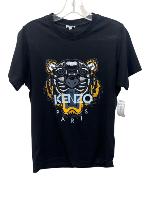 Kenzo Size XL Black Cotton Blend Tiger T shirt Crew Men's Short Sleeve Black / XL