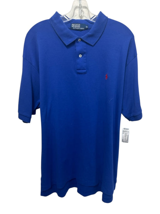 Polo Size XL Blue Cotton Blend Solid Polo Men's Short Sleeve Blue / XL