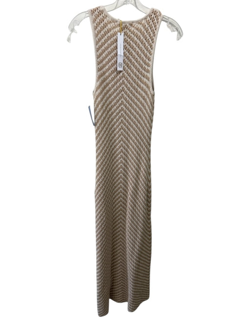 House of Harlow 1960 Size S Beige & Cream Cotton Open Knit Striped Sheath Dress Beige & Cream / S