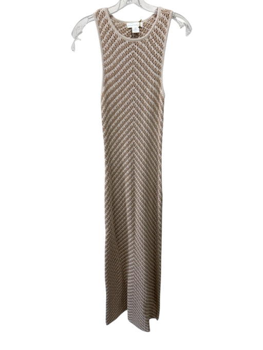 House of Harlow 1960 Size S Beige & Cream Cotton Open Knit Striped Sheath Dress Beige & Cream / S