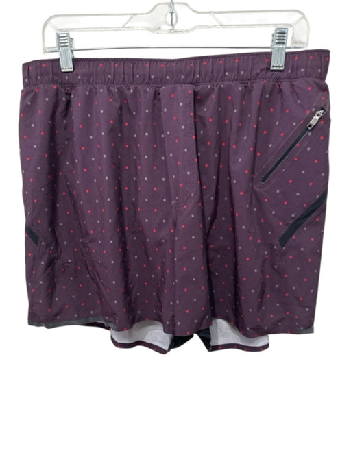 Lululemon Size XL Red & Gray Synthetic Hashtags Athleisure Men's Shorts Red & Gray / XL