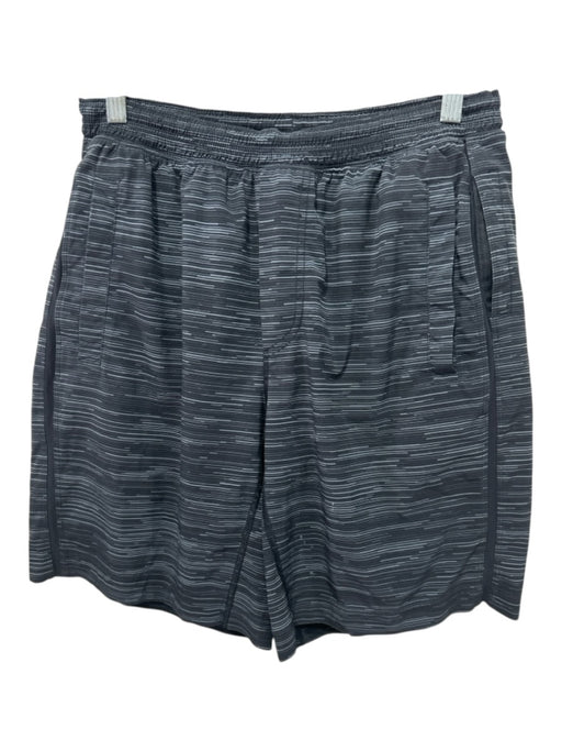 Lululemon Size Est L Black & Gray Synthetic Striped Athleisure Men's Shorts Black & Gray / Est L