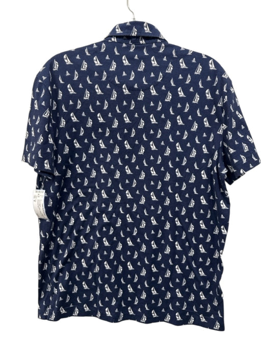 Polo Size M Blue & White Cotton Sailboats Polo Men's Short Sleeve Blue & White / M