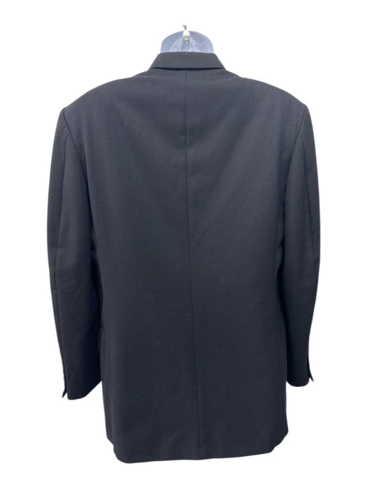 Oscar de la Renta Black Wool Solid Double Breasted Men's Blazer Black / 37