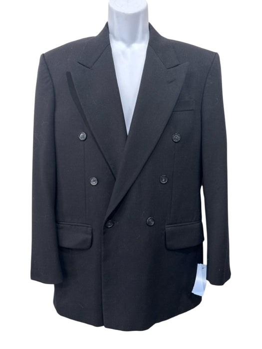 Oscar de la Renta Black Wool Solid Double Breasted Men's Blazer Black / 37