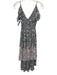 Misa Size S Black, White & Pink Viscose Floral V Neck Ruffle Dress Black, White & Pink / S