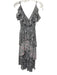 Misa Size S Black, White & Pink Viscose Floral V Neck Ruffle Dress Black, White & Pink / S