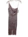 Aqua Formal Size 2 Pink & Silver Nylon Blend Sequined Fringe One Shoulder Dress Pink & Silver / 2