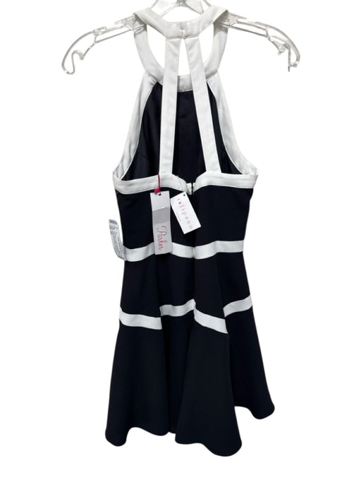 Parker Size XS Black & White Polyester Halter Sleeveless Contrast Trim Dress Black & White / XS