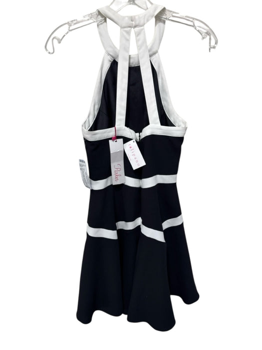 Parker Size XS Black & White Polyester Halter Sleeveless Contrast Trim Dress Black & White / XS