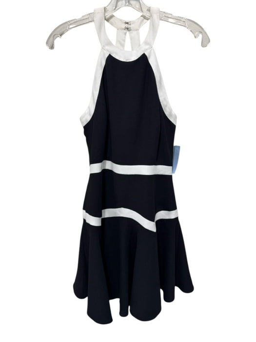 Parker Size XS Black & White Polyester Halter Sleeveless Contrast Trim Dress Black & White / XS