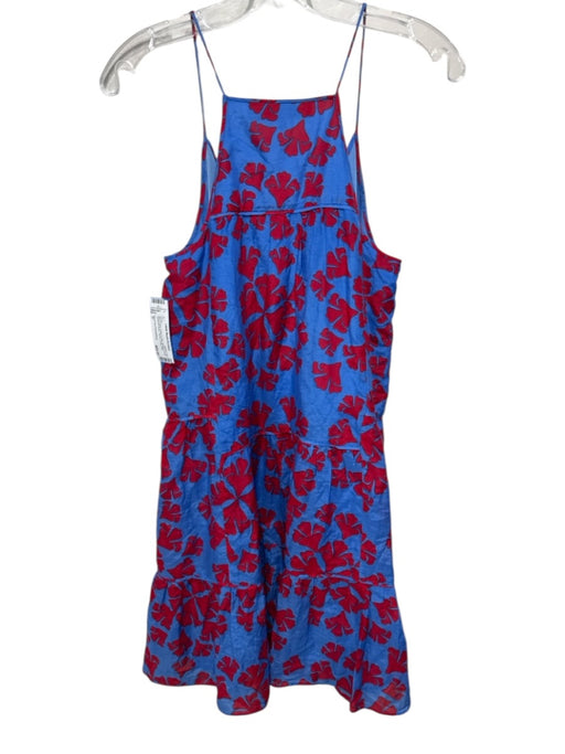 Diane Von Furstenberg Size P Blue & Red Cotton & Silk Abstract Floral Dress Blue & Red / P