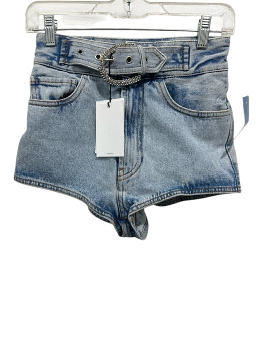 Alessandra Rich Size 25 Light Wash Cotton Denim High Waist Daisy Duke Shorts Light Wash / 25
