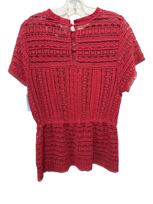 Carolina K Size XL Red Missing Fabric Tag Open Lace Ruffle Detail Tunic Top Red / XL