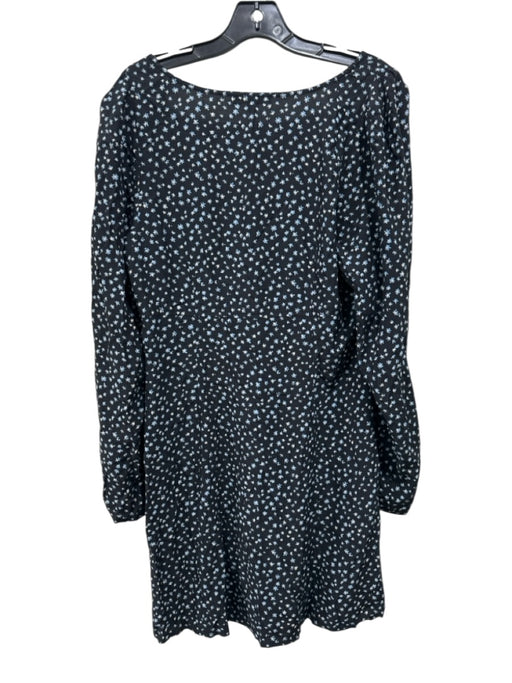 Madewell Size 12 Black & Blue Viscose Blend Flowers Above Knee Dress Black & Blue / 12