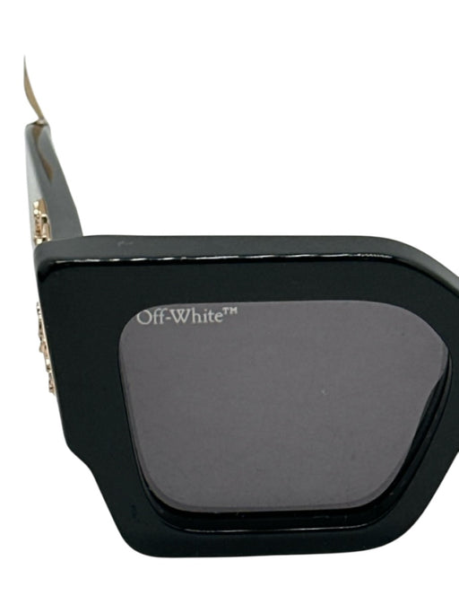 Off White Black & Gold Acetate Gold Logo Square Oversized Arms Sunglasses Black & Gold