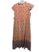 Victoria Dunn Size M Orange, Purple, Multi Cotton Quarter Button Dress Orange, Purple, Multi / M