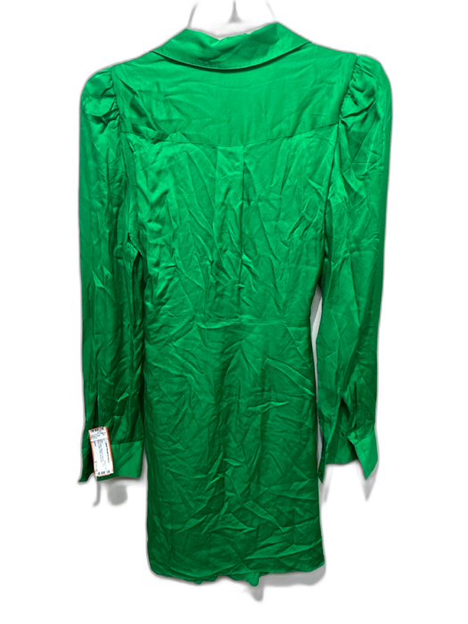 L'agence Size 2 Green Rayon & Viscose Long Sleeve Collar Wrap Dress Green / 2
