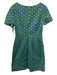 Boden Size 6R Blue & Green Cotton Clover Print Short Sleeve Back Zip Dress Blue & Green / 6R