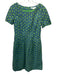 Boden Size 6R Blue & Green Cotton Clover Print Short Sleeve Back Zip Dress Blue & Green / 6R