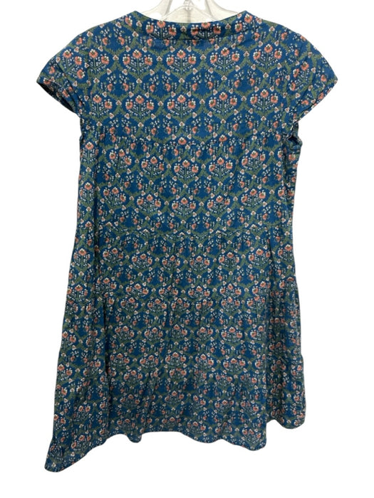 Roller Rabbit Size XXS Blue, Green, Multi Cotton Cap Sleeve Floral Print Dress Blue, Green, Multi / XXS