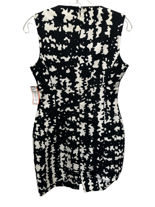 St John Size 4 Black & White Cotton Blend Abstract Print Sleeveless Dress Black & White / 4