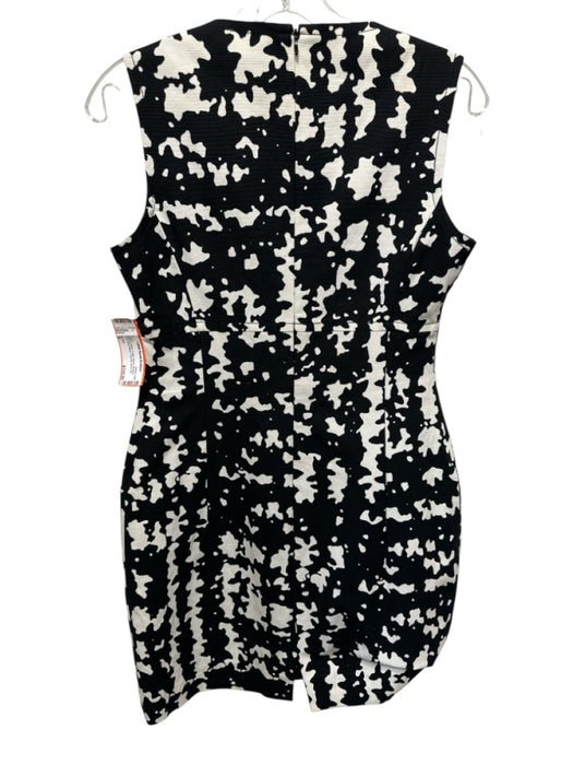 St John Size 4 Black & White Cotton Blend Abstract Print Sleeveless Dress Black & White / 4