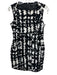 St John Size 4 Black & White Cotton Blend Abstract Print Sleeveless Dress Black & White / 4