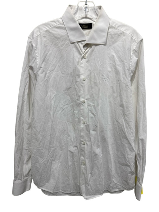 Cavali Size 16.5 White Cotton Solid Button Up Spread Collar Long Sleeve Shirt White / 16.5