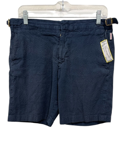 Orlebar Brown Size 32 Navy Blue Cotton Adjustable Waist Textured Men's Shorts Navy Blue / 32