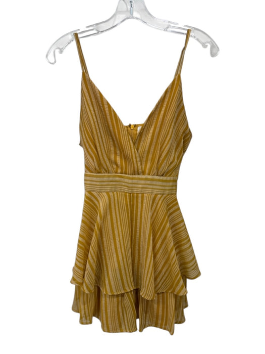 L'ATISTE Size M Yellow & White Polyester Sleeveless Tiered Striped Dress Yellow & White / M