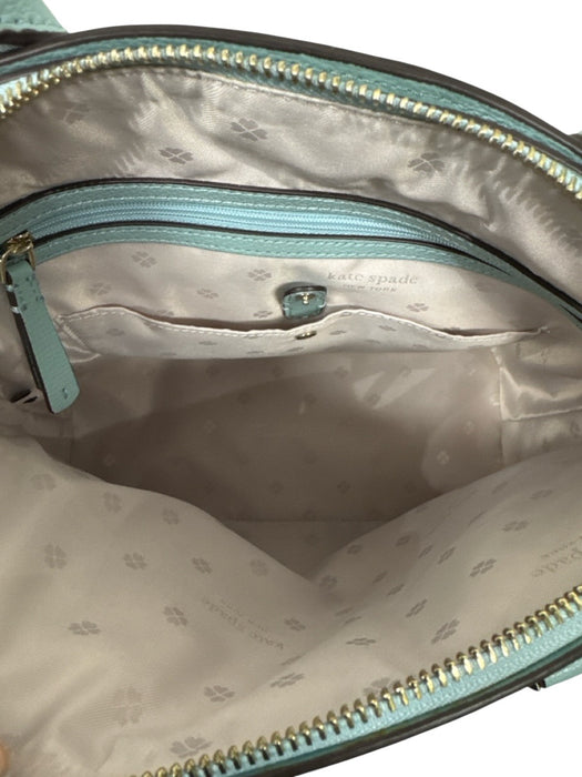 Kate Spade Robin's Egg Blue Pebble Leather Zip Close Double Handle Bag Robin's Egg Blue / Small
