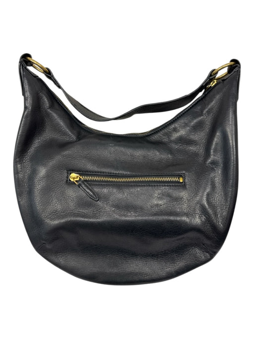 Margot Black Leather Single Handle Zip Close Crescent Shoulder Bag Black / Medium