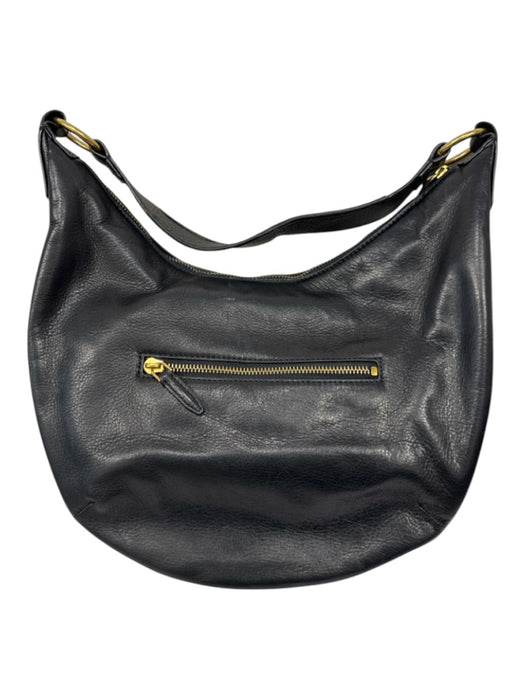 Margot Black Leather Single Handle Zip Close Crescent Shoulder Bag Black / Medium