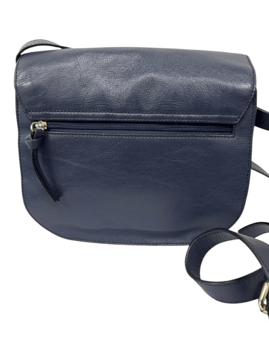 Lo & Sons Navy Blue Leather Foldover Satchel Adjustable Crossbody Bag Navy Blue / Small
