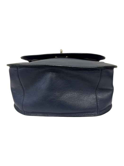 Lo & Sons Navy Blue Leather Foldover Satchel Adjustable Crossbody Bag Navy Blue / Small