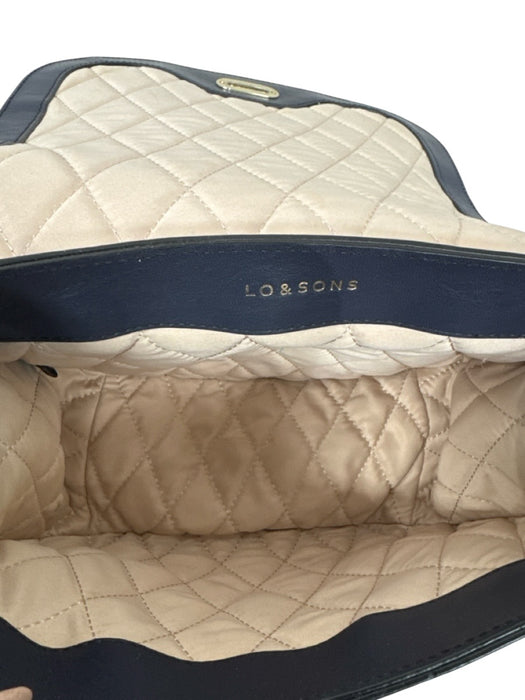 Lo & Sons Navy Blue Leather Foldover Satchel Adjustable Crossbody Bag Navy Blue / Small