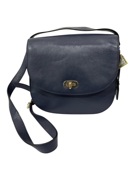 Lo & Sons Navy Blue Leather Foldover Satchel Adjustable Crossbody Bag Navy Blue / Small