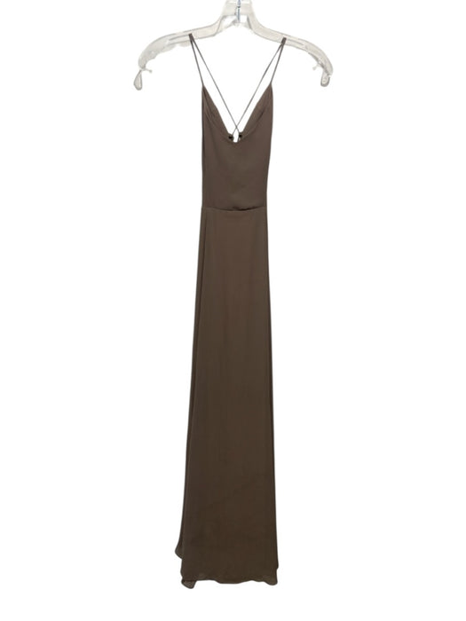 Show Me Your Mumu Size S Taupe Brown Polyester Chiffon Spaghetti Strap Gown Taupe Brown / S