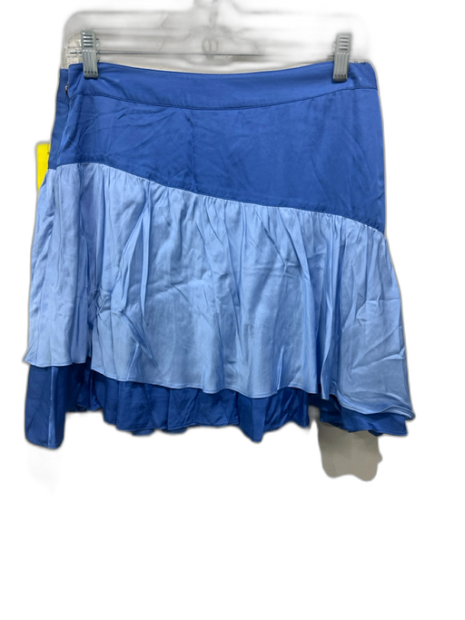 Emily McCarthy Size S Blue Viscose & Rayon Color Block Assymetric Mini Skirt Blue / S