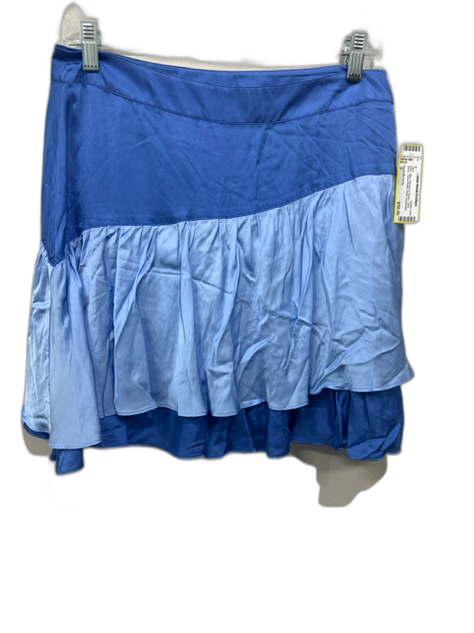 Emily McCarthy Size S Blue Viscose & Rayon Color Block Assymetric Mini Skirt Blue / S